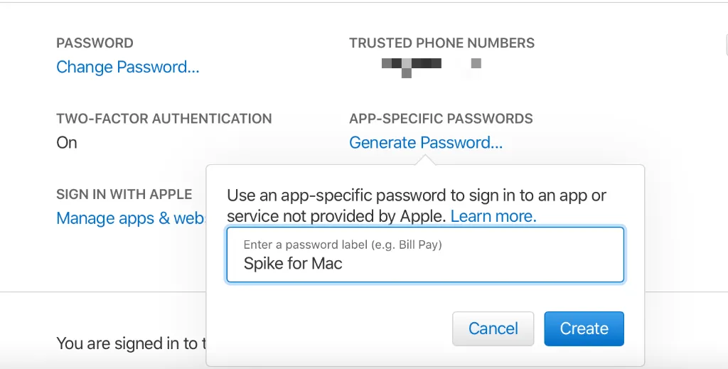 Set up iCloud Email on Spike
