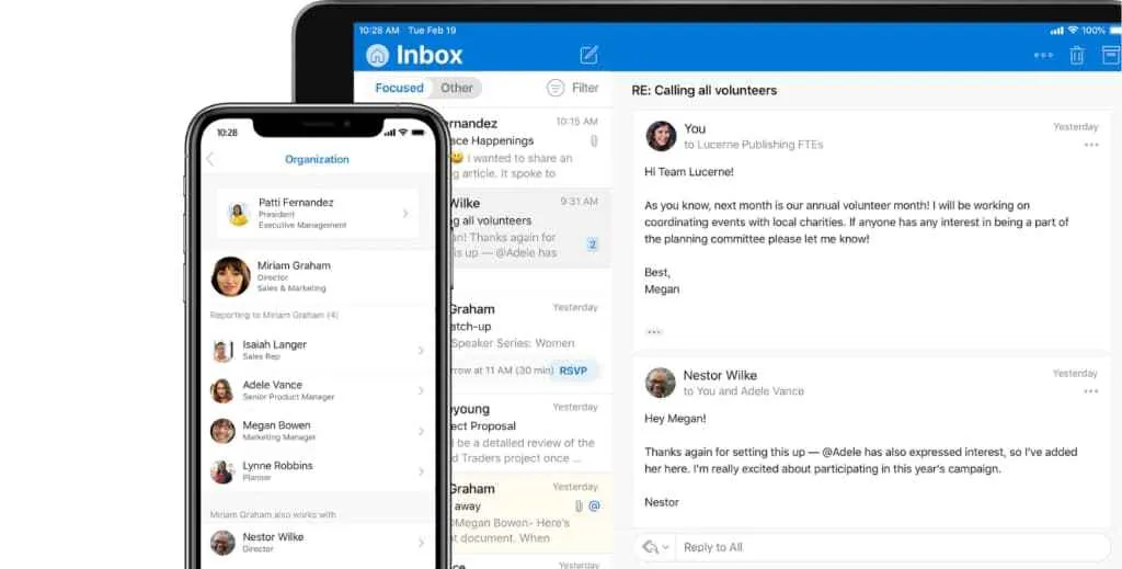 Microsoft 365 webmail on mobile